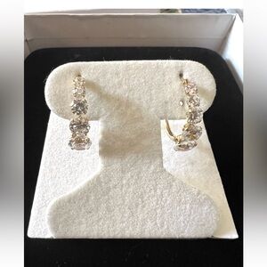 Cubic Zirconia Gold Huggie Hoop Earrings